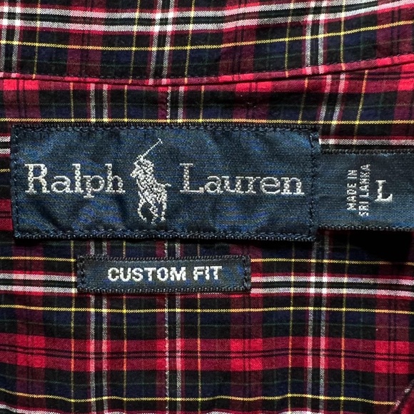 Polo Mens Black Red Multicolor Plaid Long Sleeve Buttondown Shirt Large - Picture 6 of 7